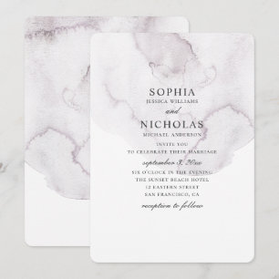 Convite Casamento empoeirado de Watercolor. Lavanda simple
