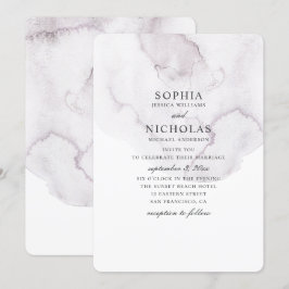 Convite Casamento empoeirado de Watercolor. Lavanda simple