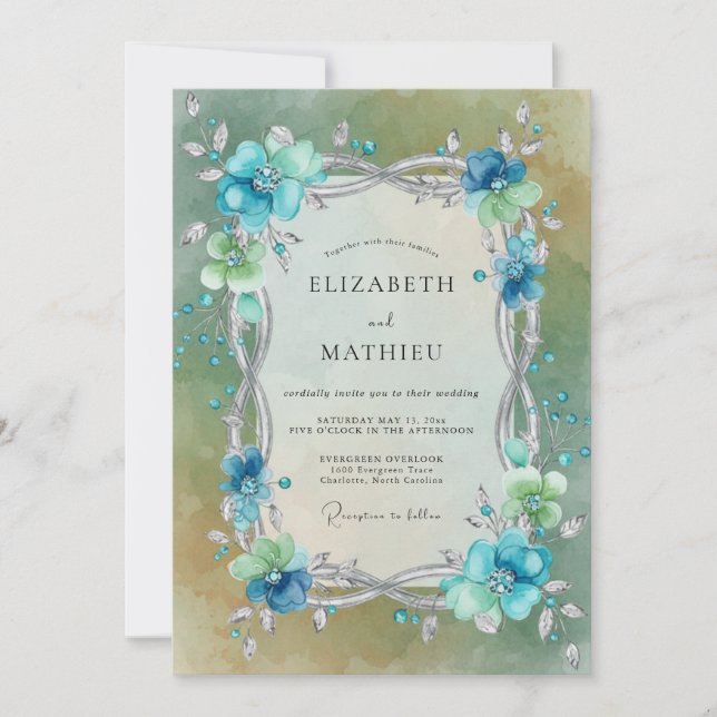 Convite Casamento Encantado Aquático Etéreo (Frente)