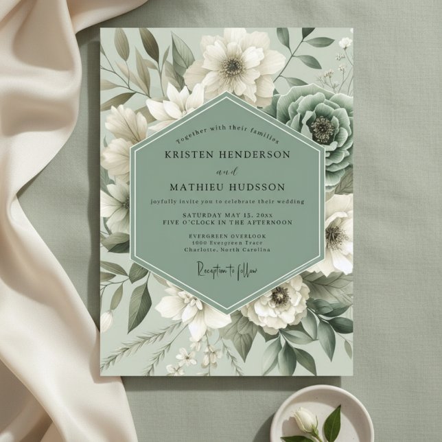 Convite Casamento Encantado Botânico Salvia (Criador carregado)