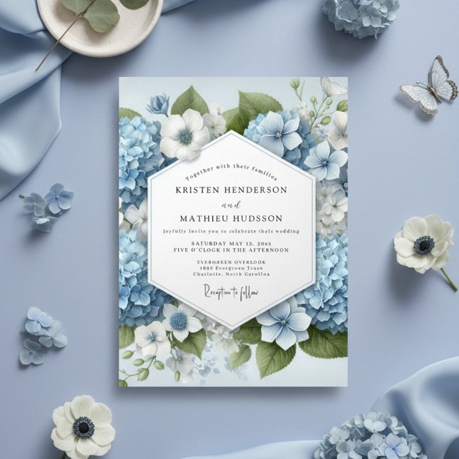 Convite Casamento Encantado em Azul Poeirento (Criador carregado)