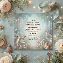 Convite Casamento Encantado Floresta com Tons de Turquesa