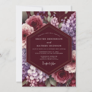 Convite Casamento Encantado Maroon Bloom