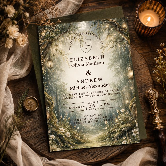 Convite casamento encantado na floresta (Criador carregado)