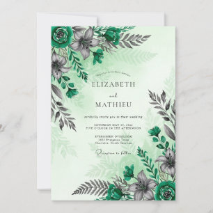 Convite Casamento Encantador de Floresta Esmeralda Verde