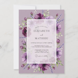 Convite Casamento Encantador de Lilás na Primavera