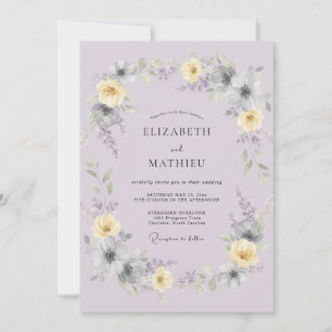 Convite Casamento Encantador de Primavera com Lavanda Amar
