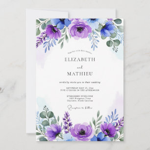 Convite Casamento Encantador de Violeta na Primavera