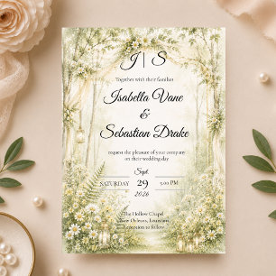 Convite Casamento Encantador na Floresta