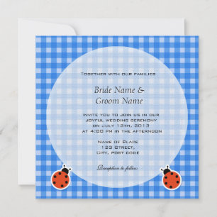 Convite Casamento encantador no estilo country com xadrez 