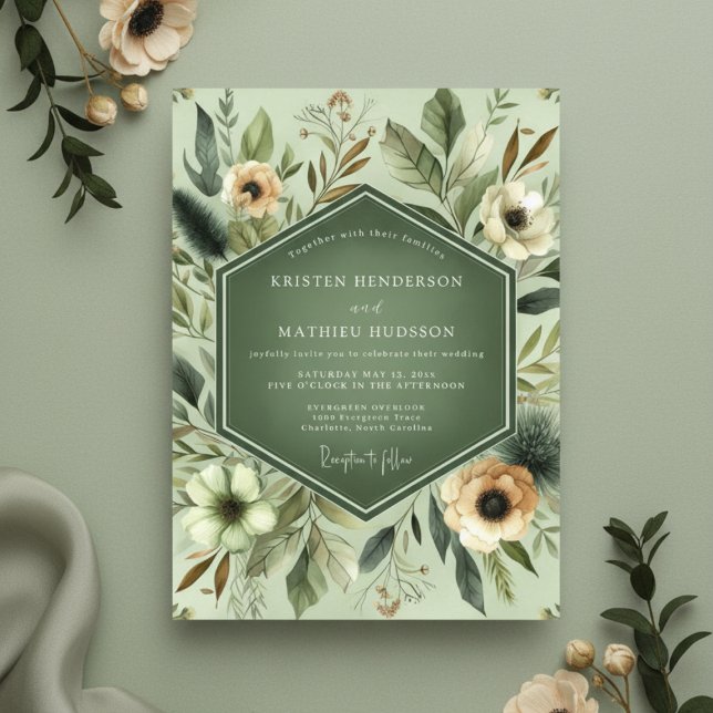 Convite Casamento Encantamento Botânico Salvia (Criador carregado)