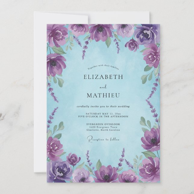 Convite Casamento Encantamento Floral Âmbar (Frente)