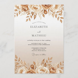Convite Casamento Encanto Floral Bege