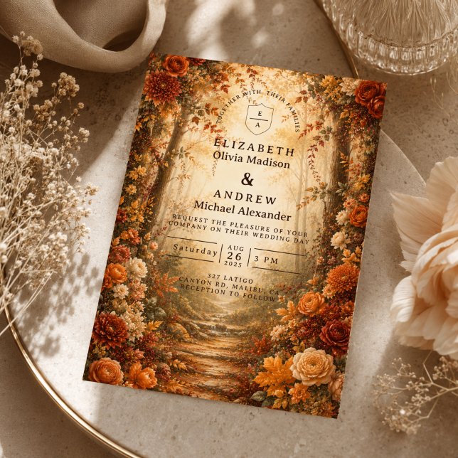 Convite Casamento Enfeitiçado no Bosque de Outono (Criador carregado)