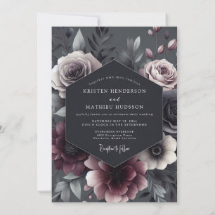 Convite Casamento Enfeitiçado por Flor de Rosa Empoeirada
