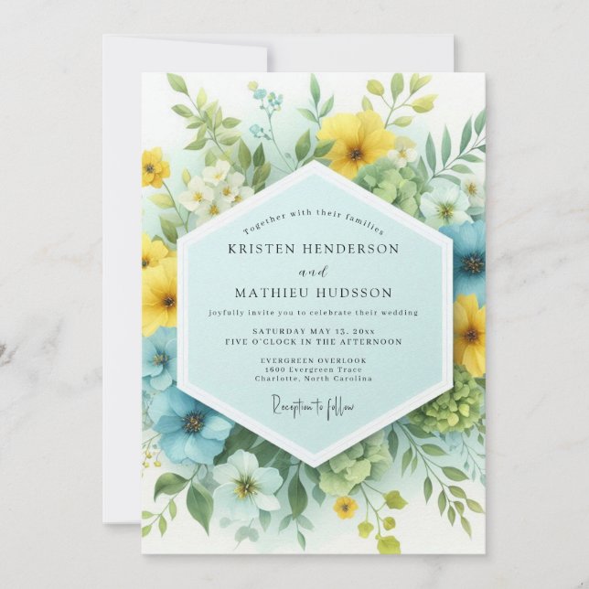 Convite Casamento Ensolarado com Centaurea (Frente)