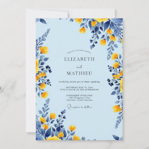 Convite Casamento Ensolarado de Primavera Azul Claro