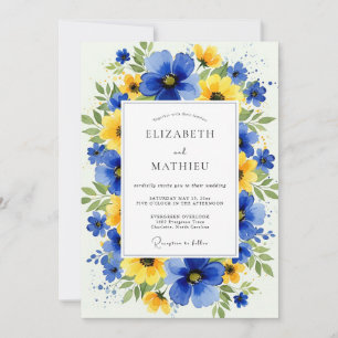 Convite Casamento Ensolarado de Verão Azul Safira