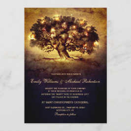 Convite Casamento entre árvores de carvalho e árvores de c