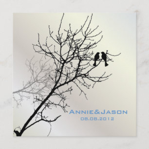 Convite casamento entre aves rústicas de amor moderno