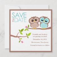 Casamento entre Brown e Aqua Owls Salve a Data