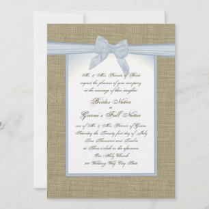 Convite Casamento entre Burlap e Blue Arco Country