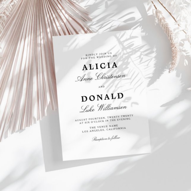 Convite casamento entre caligrafia negra e branca (Criador carregado)