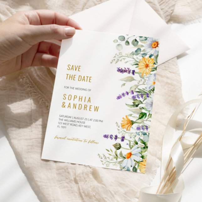 Convite Casamento entre Chamomile e Eucalyptus Salva a Dat (Criador carregado)