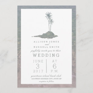 Convite Casamento entre ilha e praia de água