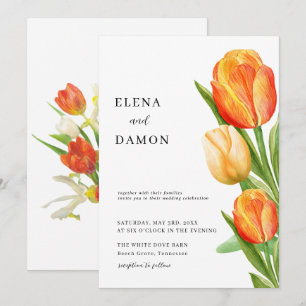 Convite Casamento entre Orange e Cream Tulip