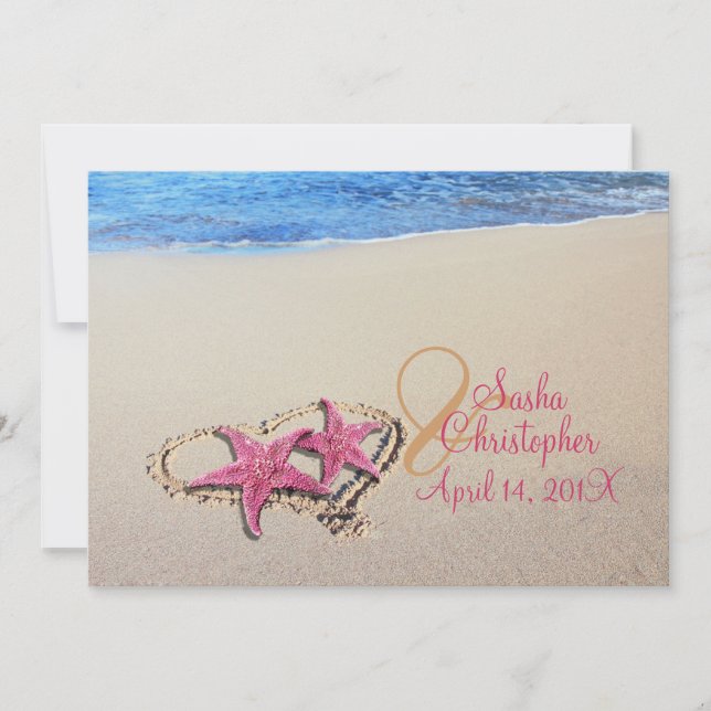 Convite Casamento entre Printage Starfish/Praia (Frente)