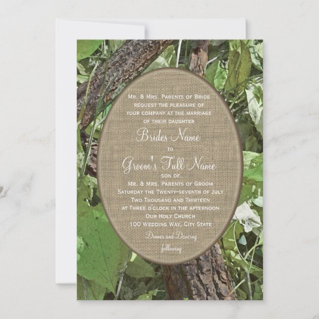 Convite Casamento entre Woodland e Burlap Country (Frente)