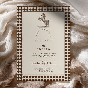 Convite Casamento Equestre Harlequin de Chocolate