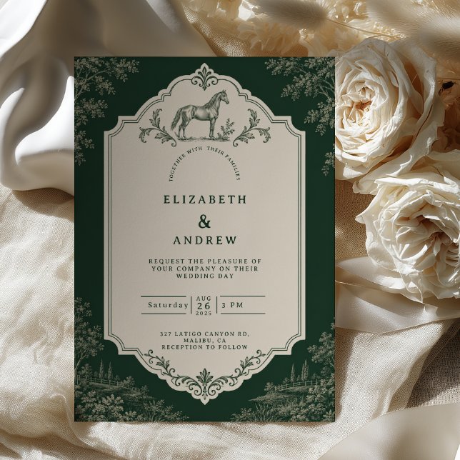 Convite Casamento Equestre Toile Floresta (Criador carregado)