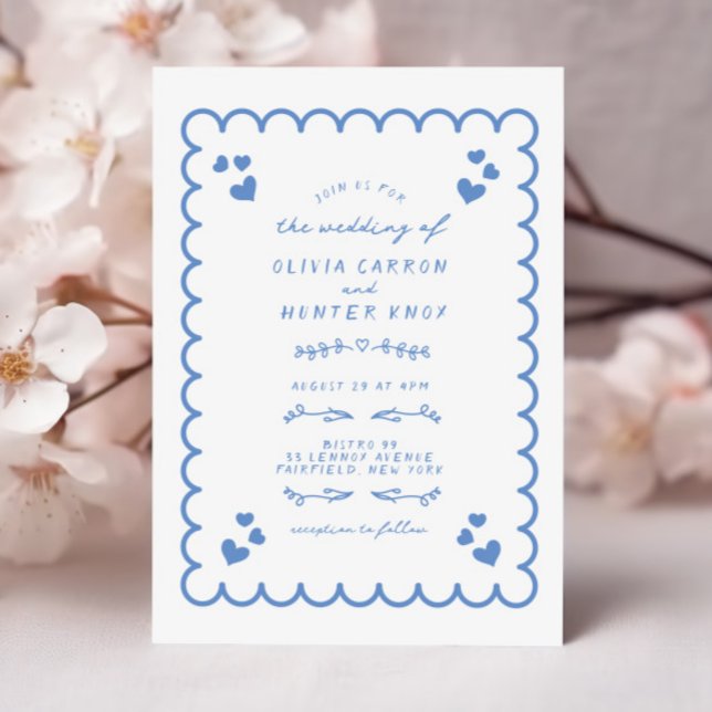 Convite Casamento Escrito De Mão Ilustrada De Onda Funky (Criador carregado)