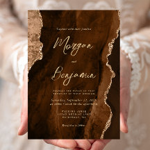 Casamento Escrito em Ouro com Ágata Marrom Mocha e