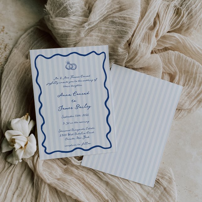 Convite Casamento Escrito Manuscrito Com Azul Whimsical (Criador carregado)