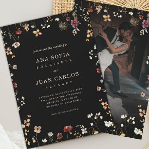 Convite Casamento Escuro Romântico do Jardim de Flor Selva