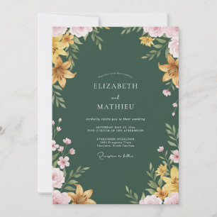 Convite Casamento Esmeralda Lírio Dourado