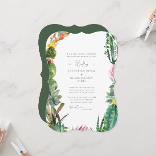 Convite Casamento Esmeralda Verde Cacto Tropical