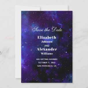 Convite Casamento espacial, salve a data. Estrelas noturna