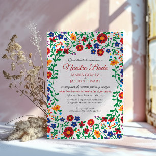 Convite Casamento Espanhol Arte Folclórica Colorida Floral