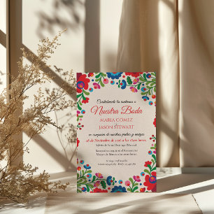 Convite Casamento Espanhol Arte Folclórica Estética Floral