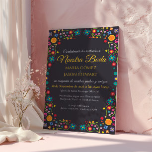 Convite Casamento Espanhol Arte Folclórico Estético Floral