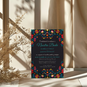 Convite Casamento Espanhol Boda Floral Colorido Elegante P
