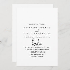 Convite Casamento Espanhol com Script Elegante De Caligraf