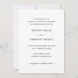 Convite Casamento Espanhol com Script Elegante Simples