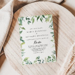 Convite Casamento Espanhol da Folhagem Verde Tropical Eleg<br><div class="desc">Este elegante convite de casamento espanhol para folhagem tropical é perfeito para um simples casamento. Esta design desenhada à mão apresenta uma aquarela com lindas folhas verdes.</div>