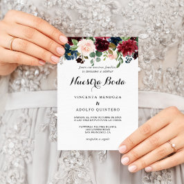 Convite Casamento Espanhol de Autumn Rustic Dazzling Burgu