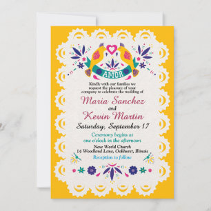 Convite Casamento Espanhol de Fiesta Brilhante e Colorida